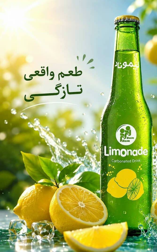 پک دوازده تای نوشابه لیموناد شیشه ای زمزم